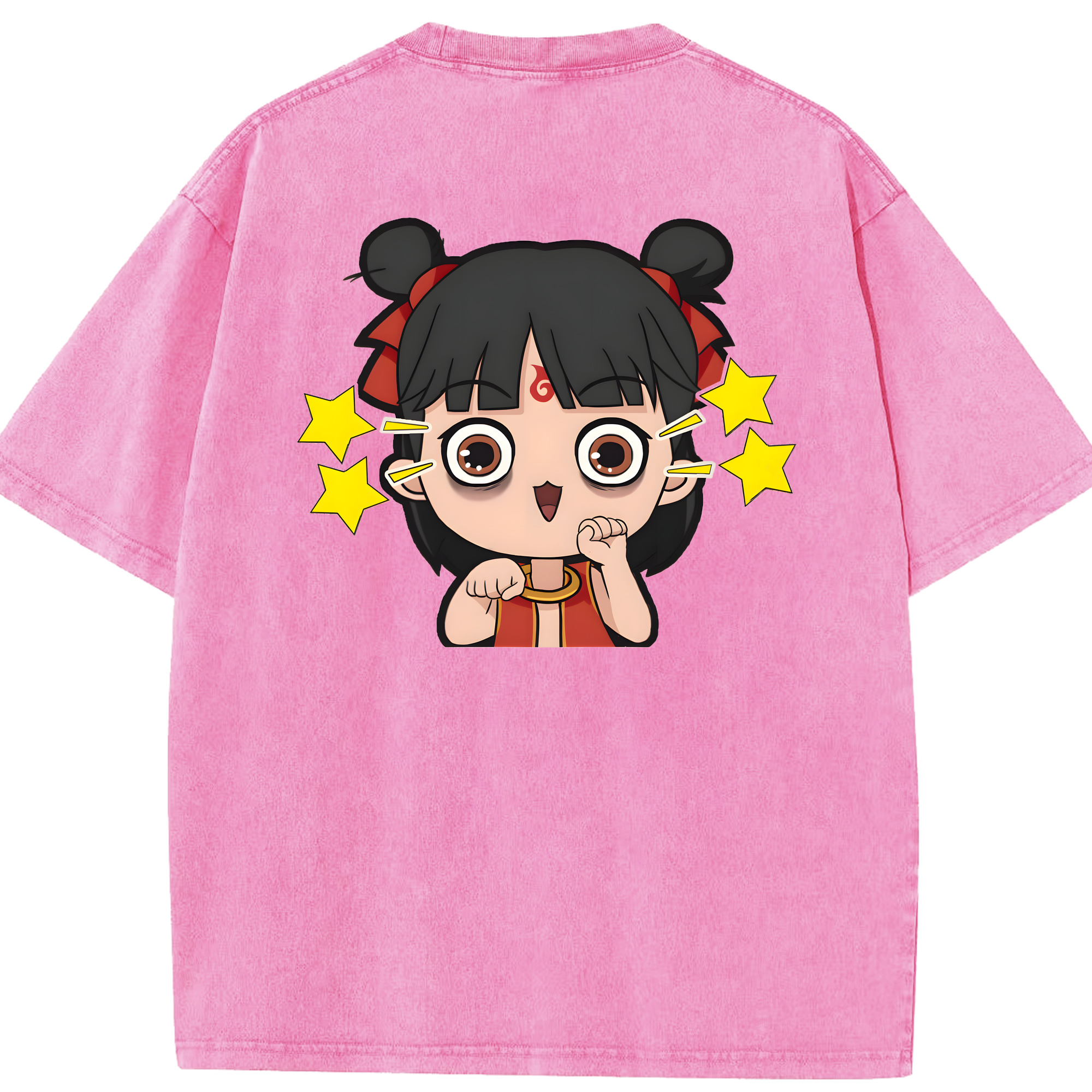 （画像用） Ne Zha 2 ナタ 魔童の大暴れ 綿100% ヴィンテージ風 半袖Tシャツ（背面プリント）